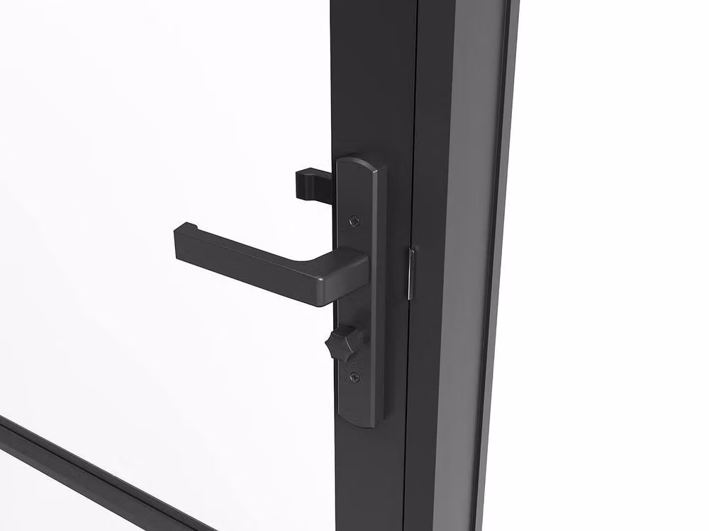 Vente-unique Reversible Modern Door Unit in Black Aluminium and Tempered Glass, H: 204 cm, W: 73 cm – 2