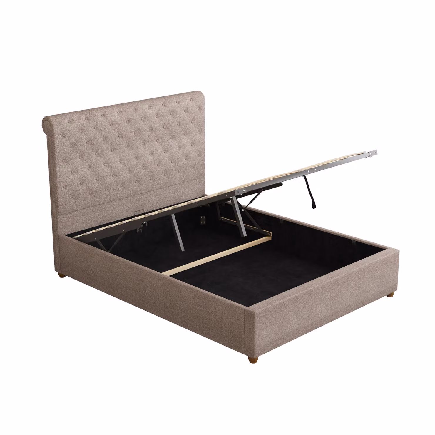 Aspire Taylor Ottoman Storage Bed Frame in Grey Saxon Twill Fabric, W/D/H: 140 x 200 cm – 2