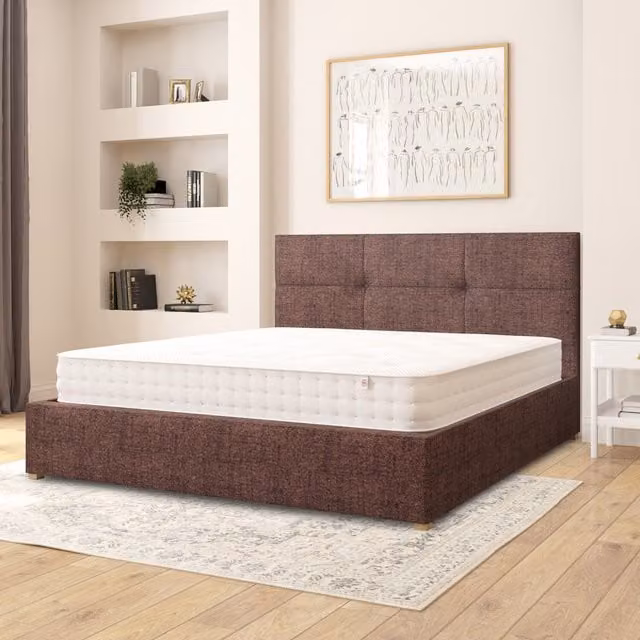 Aspire Caine Yorkshire Knit Ottoman Storage Bed in Brown, Superking (W: 180 cm, L: 200 cm)