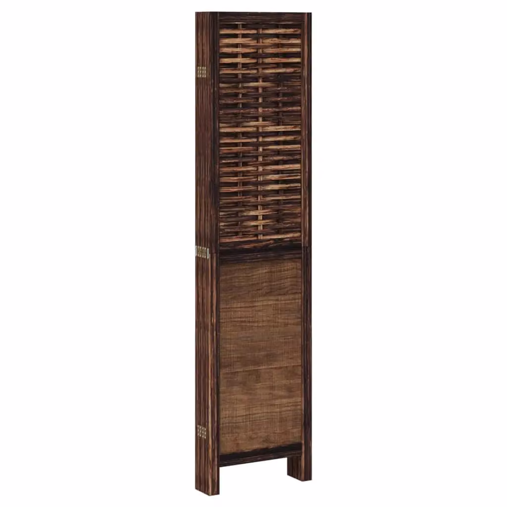 Berkfield Home 6-Panel Room Divider in Dark Brown Solid Paulownia Wood – 2