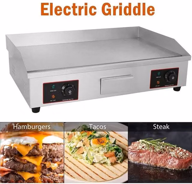 FLAVORA 4400W Electric Griddle Kitchen Hotplate BBQ in Silver, W/D/H: 73 x 40 x 40 cm – 1