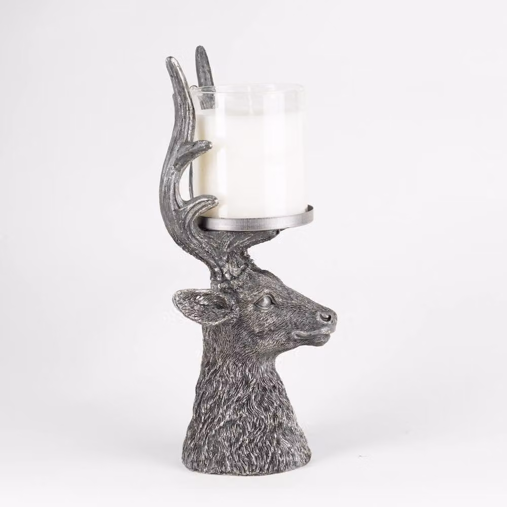 Marco Paul Large Christmas Stag Pillar Candle Holder in Silver – 2