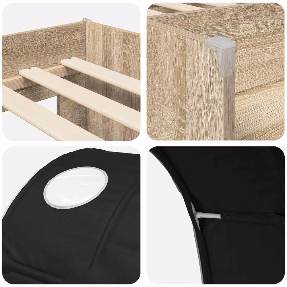 Berkfield Home 3-Piece Modern Bed with Tunnel in Sonoma Oak and Black Engineered Wood – 3