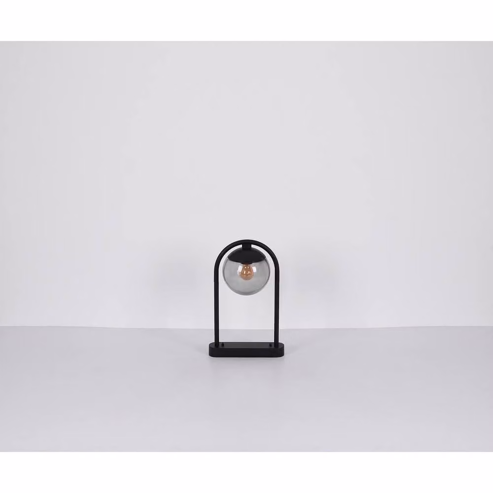 Netlighting Michael Outdoor Pedestal Floor Lamp by Globo Lighting, Black with Smoke Grey Glass Sphere, IP44, H x W x D: 50 x 20 x 32 cm – 6