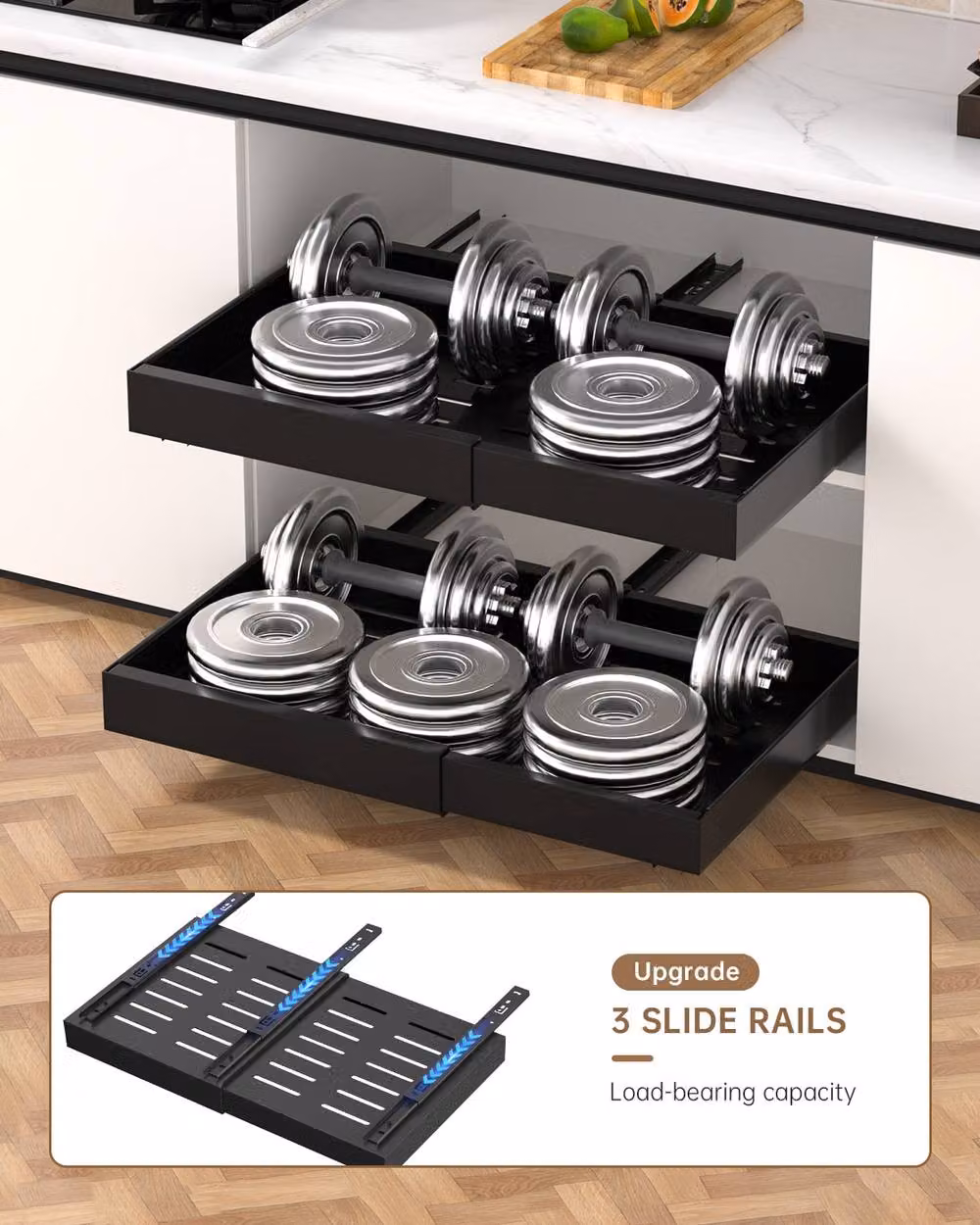 Dayone Adjustable Black Pull Out Cabinet Organizer Drawer Insert – 5