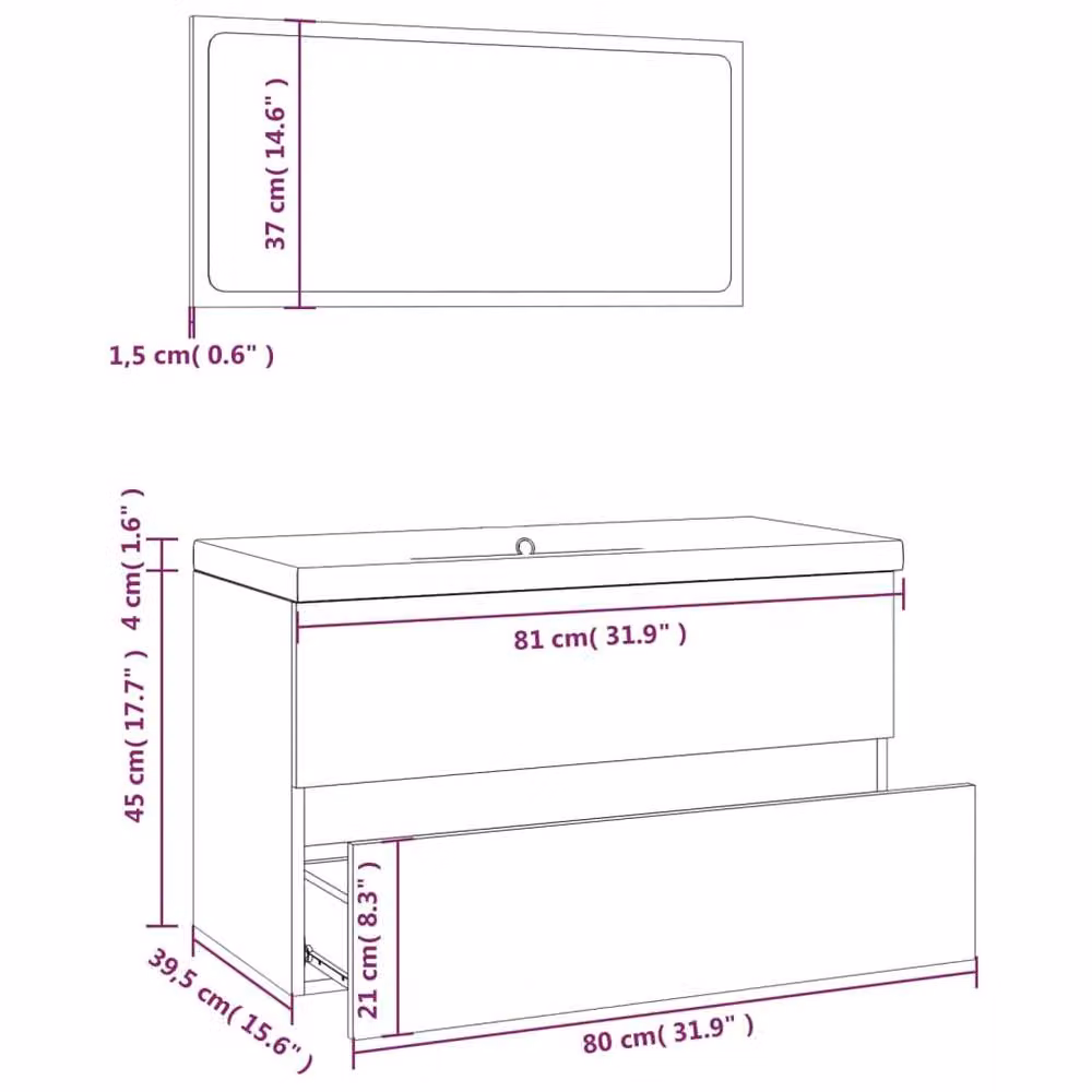 Berkfield Home Modern Grey Bathroom Furniture Set with Vanity Unit and Mirror Cabinet – 2