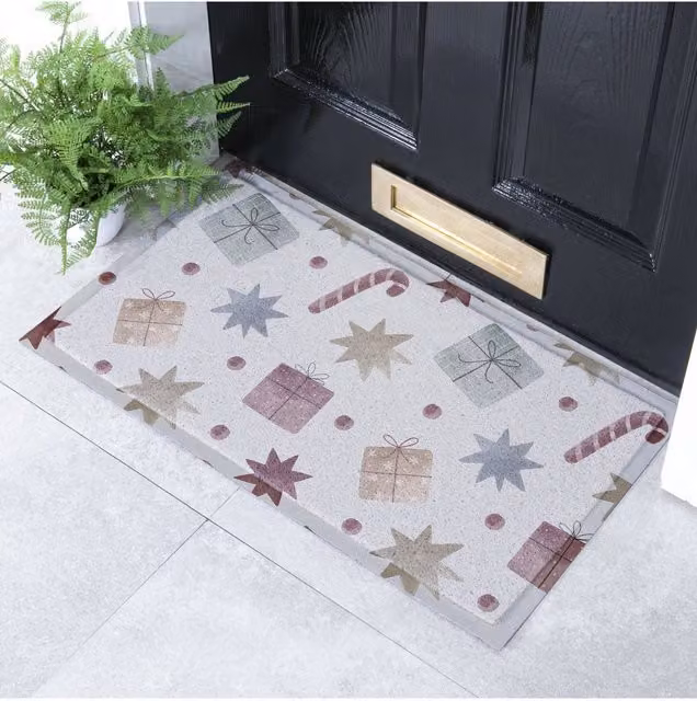 Artsy Mats Patterned Grey Graphic Doormat, W 70 cm x D 40 cm