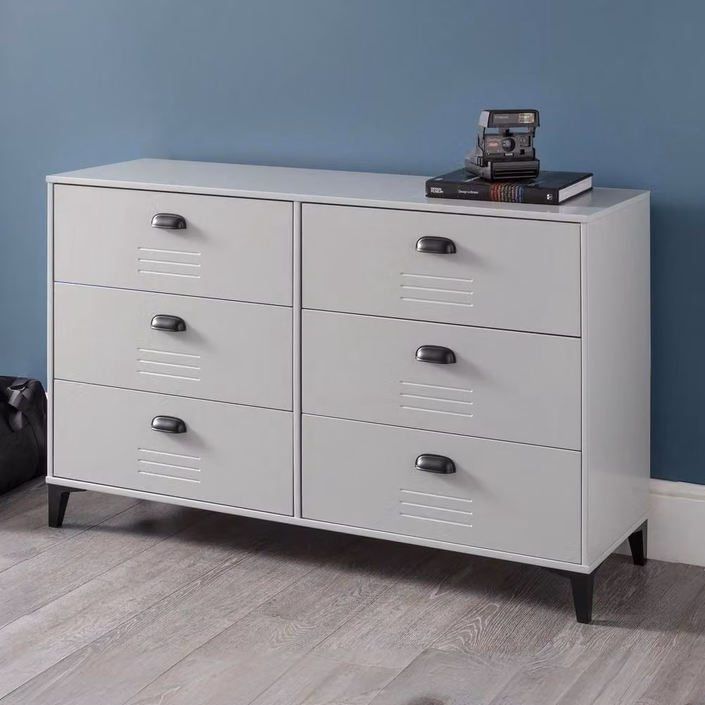 Cheshire Premium Calder Locker 6 Drawer Wide Chest in Grey and Black – 2