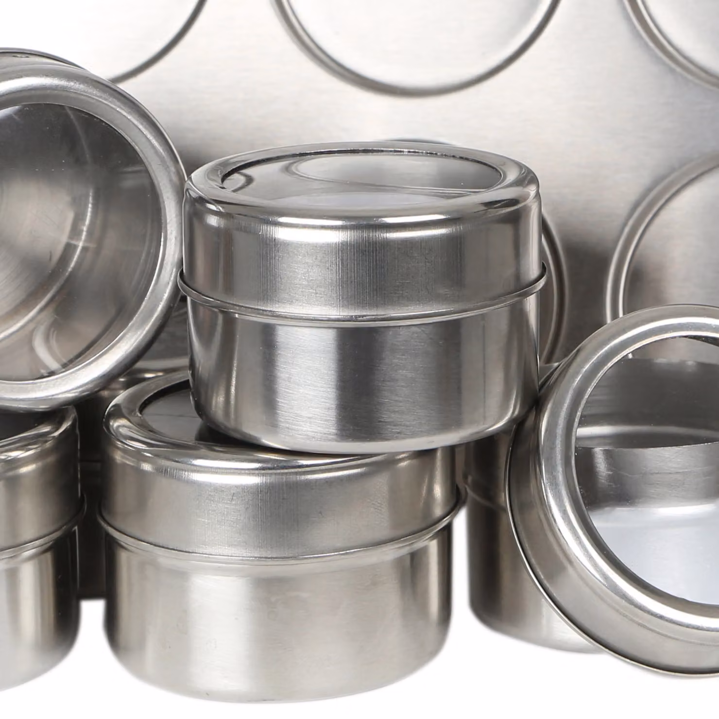 Orsina Silver Magnetic Spice Jars and Oblong Tray Set – 6