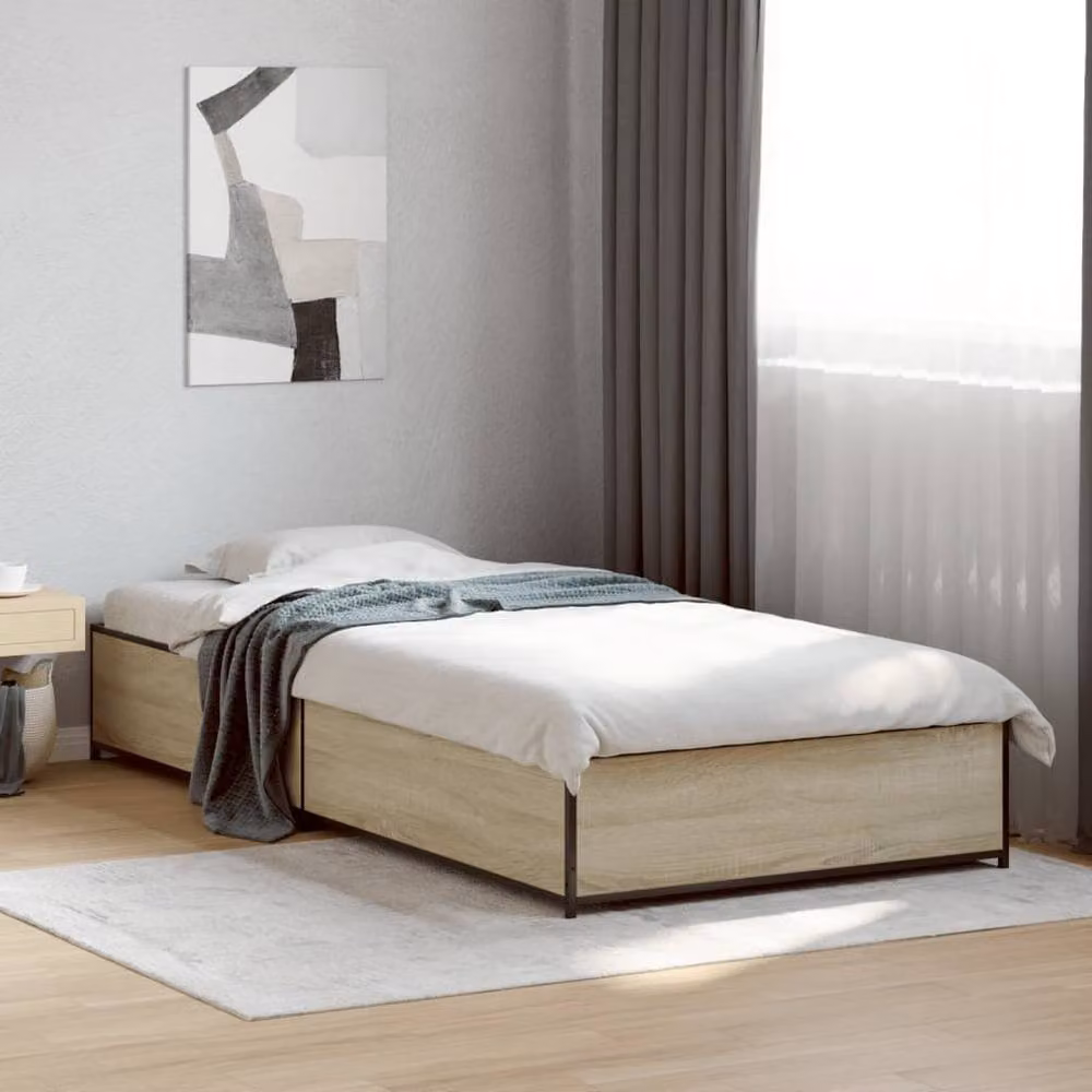 Berkfield Home Sonoma Oak Small Single Bed Frame in Light Tan, W: 75 cm, L: 190 cm – 2