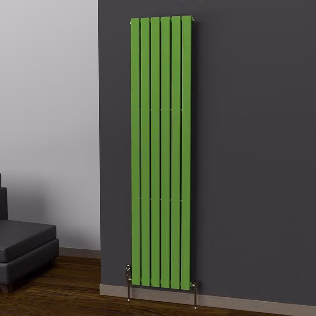 Lux Heat Flat Coloured Vertical Steel Radiator in Apple Green, H 180 cm x W 42 cm