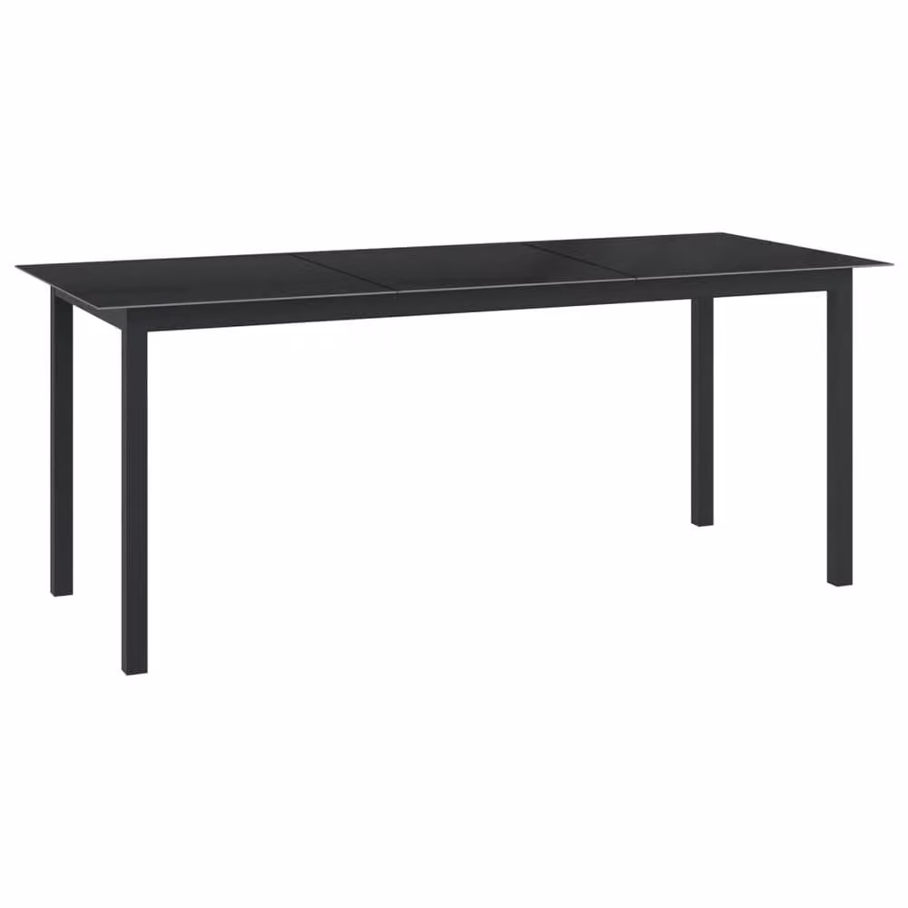 Berkfield Home Black Extendable Rectangular Garden Table with Glass Top and Powder Coated Aluminium Frame, W/D/H: 190 x 90 x 74 cm – 2
