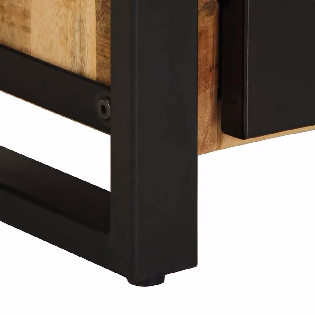 Berkfield Home Rustic Mango Wood Bedside Cabinet in Brown, W/D/H: 40 x 30 x 51 cm – 6