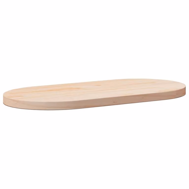 Berkfield Home Oval Solid Wood Pine Table Top in Light Oak, W: 80 cm, D: 40 cm, H: 2.5 cm