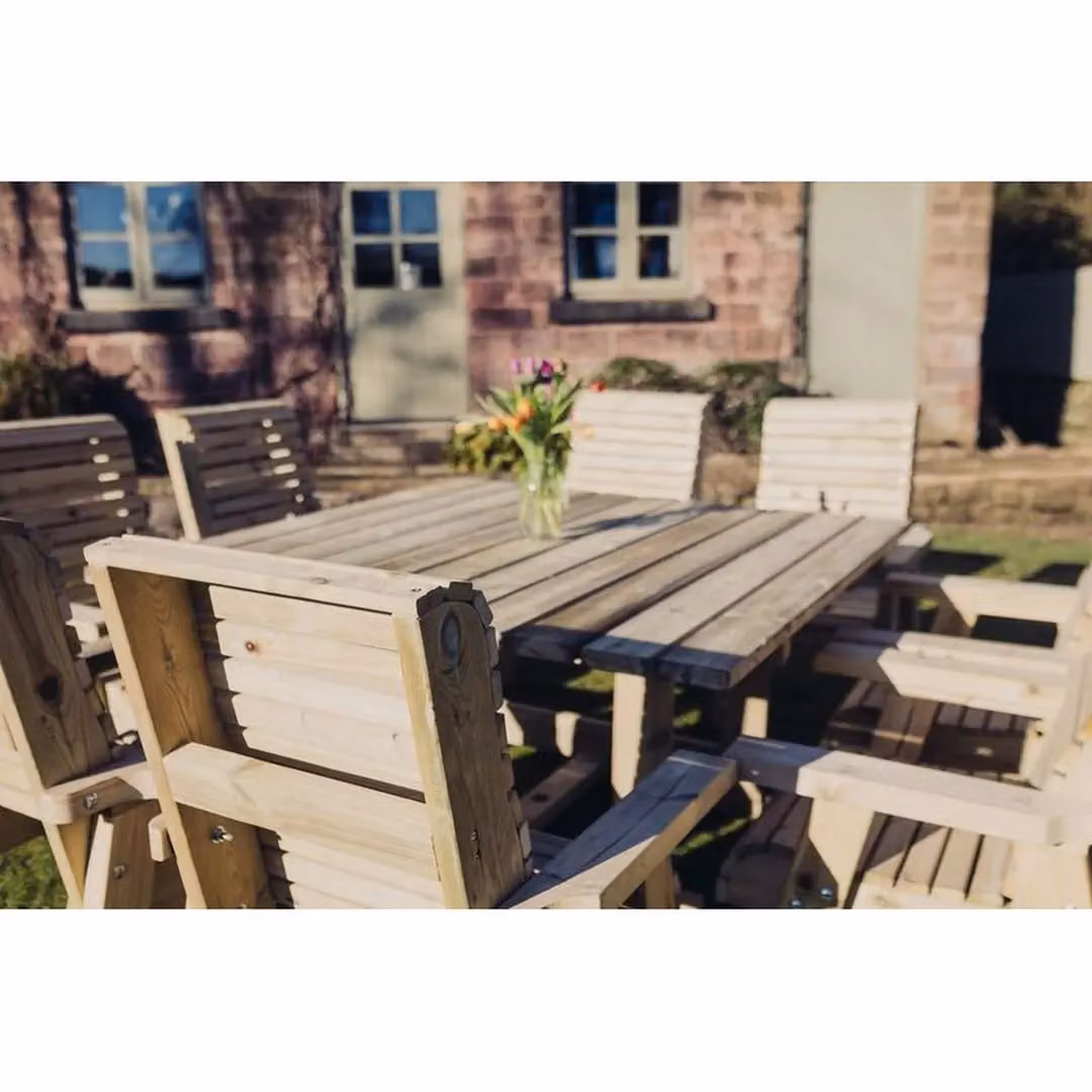 Churnet Valley Garden Furniture Ltd Ergo 8 Seater Square Table and Chairs Set in Brown – 3