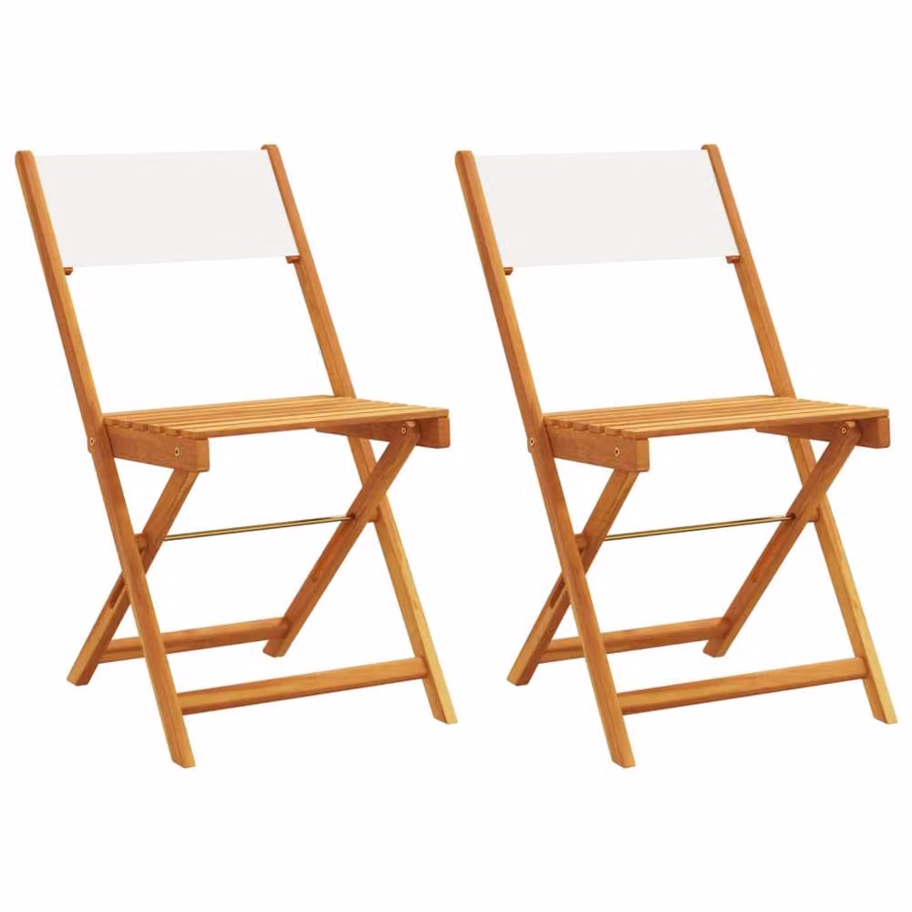 Berkfield Home Beautiful Bistro Chairs, Set of 2, Cream White Acacia Wood and Polyester Fabric – 2