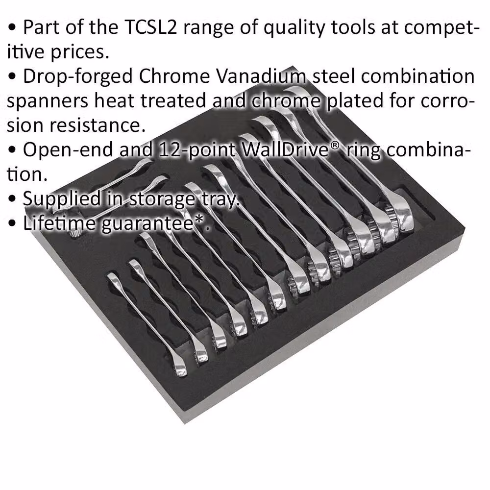 Loops 14pc Stubby Short Handled 12 Point Metric Combination Spanner Set in Silver Chrome Vanadium and Stainless Steel – 2