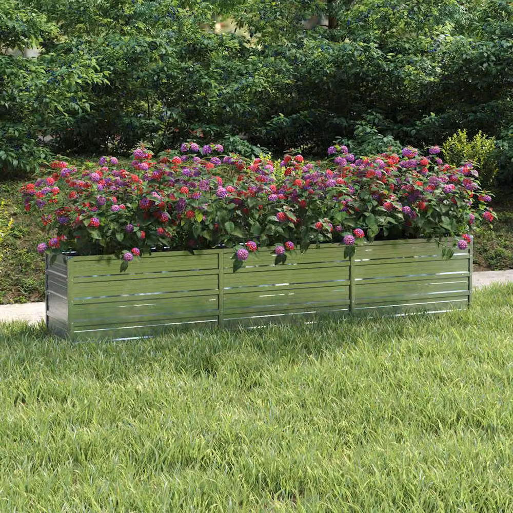 Berkfield Home Garden Galvanised Steel Raised Bed in Silver, W: 240 cm, D: 40 cm, H: 45 cm – 2
