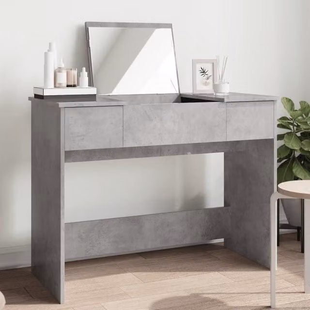 Berkfield Home Modern Dressing Table with Mirror in Concrete Grey, W/D/H: 100 x 45 x 76 cm – 1