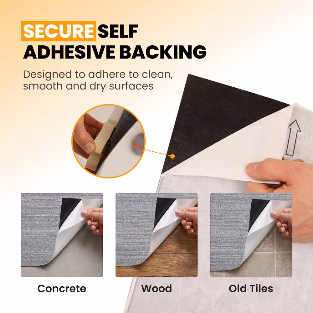 Novecrafto Self-Adhesive Vinyl Floor Tiles with Carpet Effect, Grey, Pack of 10, 45 x 45 cm – 4