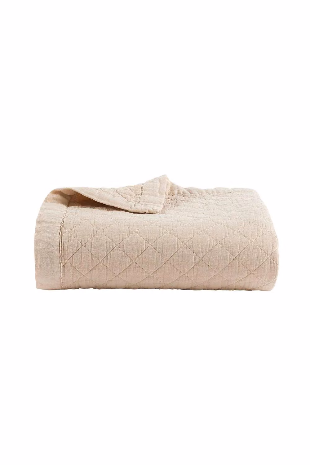 Christy Porto Quilted 100% Cotton Throw in Beige, W/D/H: 140 x 180 cm – 2