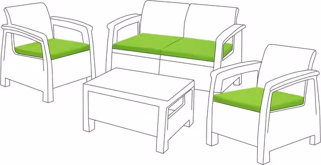 Keter 4 Piece Rattan Garden Furniture Replacement Cushion Set in Green