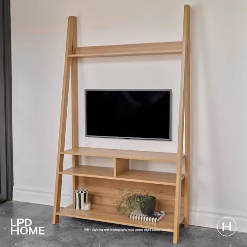 Lemon Pavilion Furniture Tiva Ladder TV Unit in Brown Oak, W105 x D38.6 x H175.4 cm – 2