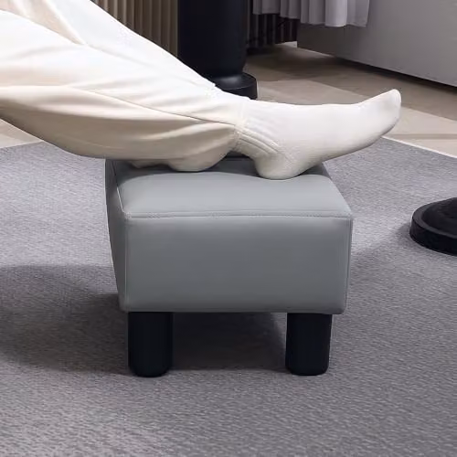 HOMCOM Grey Faux Leather Rectangular Foot Stool, W/D/H: 40 x 30 x 24 cm – 5