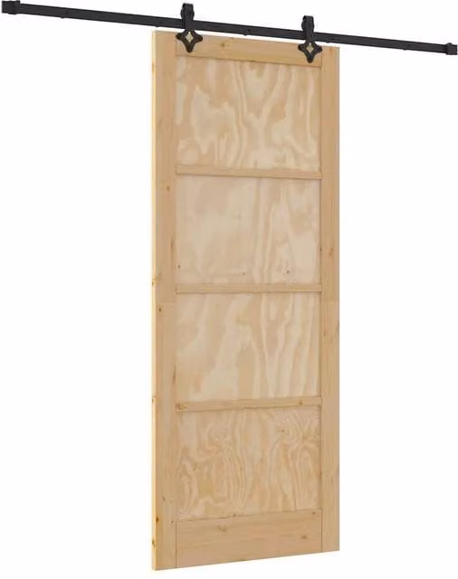 Berkfield Home Orkdal Modern Sliding Door with Hardware Set in Lacquered Beige Solid Wood Pine