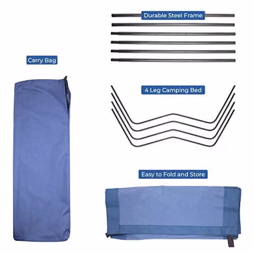 Milestone Camping 20240 4 Leg Folding Camping Bed, H18 x W59 x L180 cm – 3