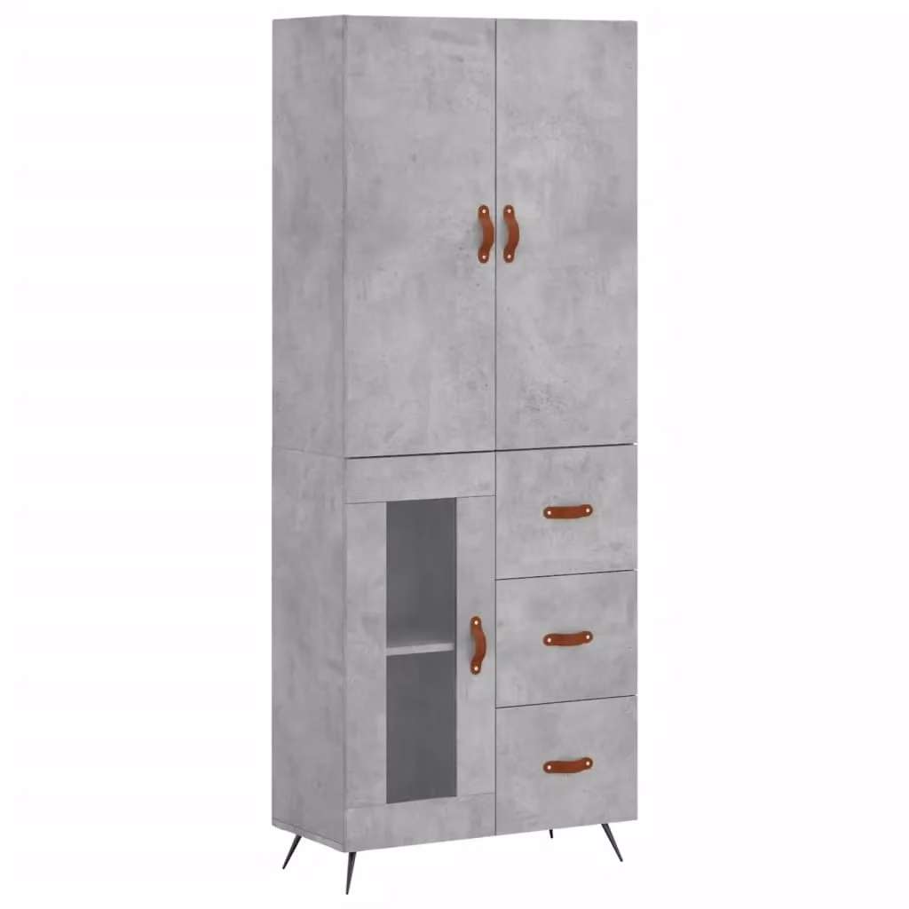 Berkfield Home Highboard in Concrete Grey, W/D/H: 69.5 x 34 x 180 cm – 2