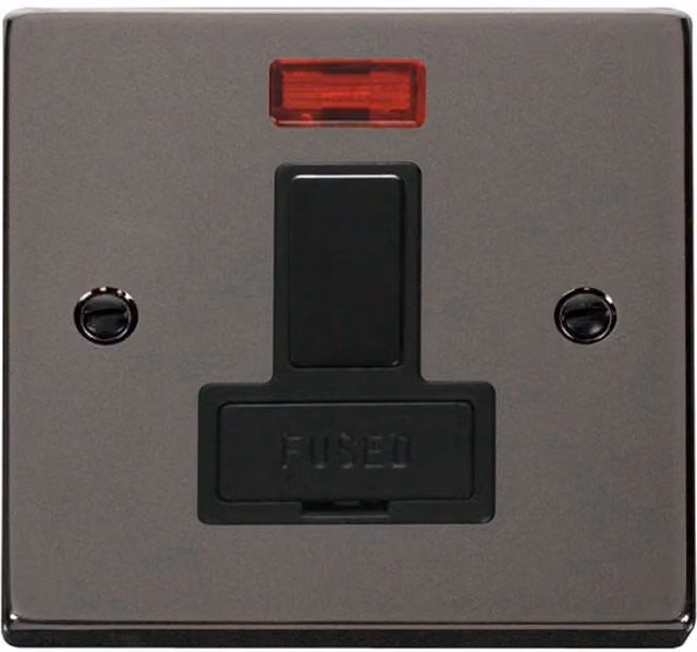 SE HOME Black Surface Mounted Switched Plate with 13A Fused Connection Unit