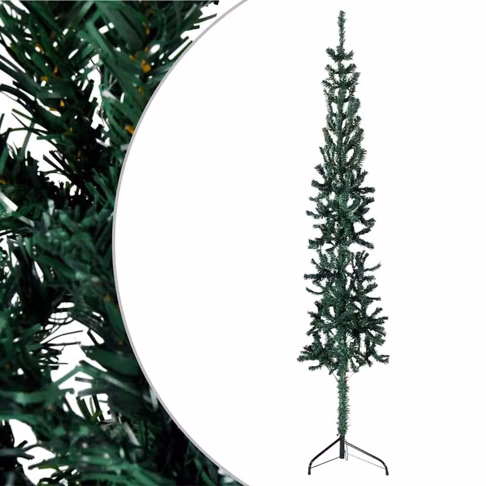 Berkfield Home Slim Artificial Half Christmas Tree with Stand, Green, Height: 180 cm – 3