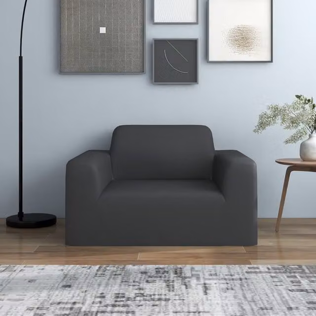 Berkfield Home Stretch Couch Slipcover in Anthracite Black Polyester Jersey – 1