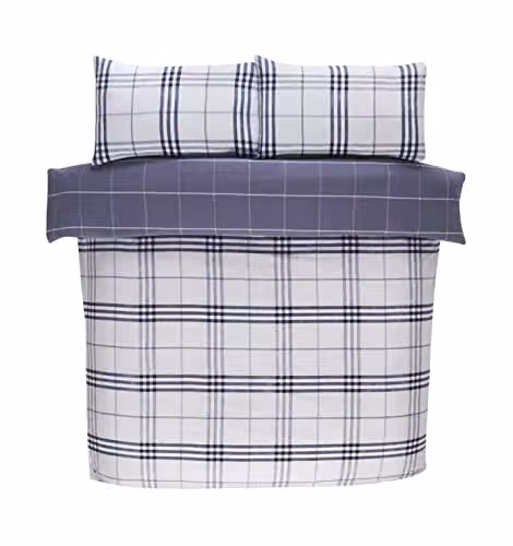 Rapport Home Harris Checked Microfibre Reversible Duvet Set and Pillowcases, Blue, W/D/H: 200 x 200 cm – 2