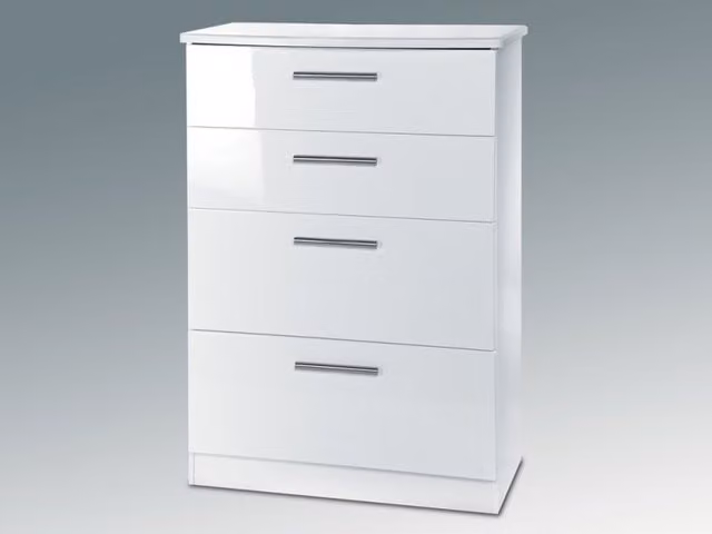 Welcome Knightsbridge White High Gloss 4 Drawer Deep Chest of Drawers