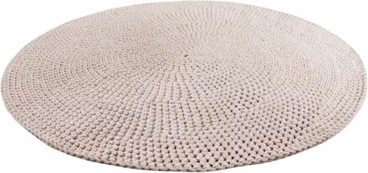 Zuri House Moon Crochet Round Rug, Beige, Diameter: 110 cm