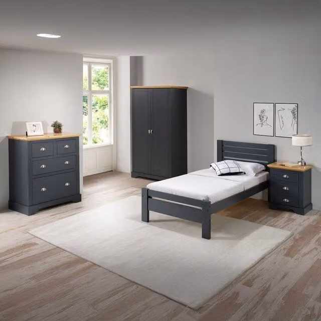 Seconique Toledo Single Bed Frame, Grey, W/D/H: 90 x 190 cm