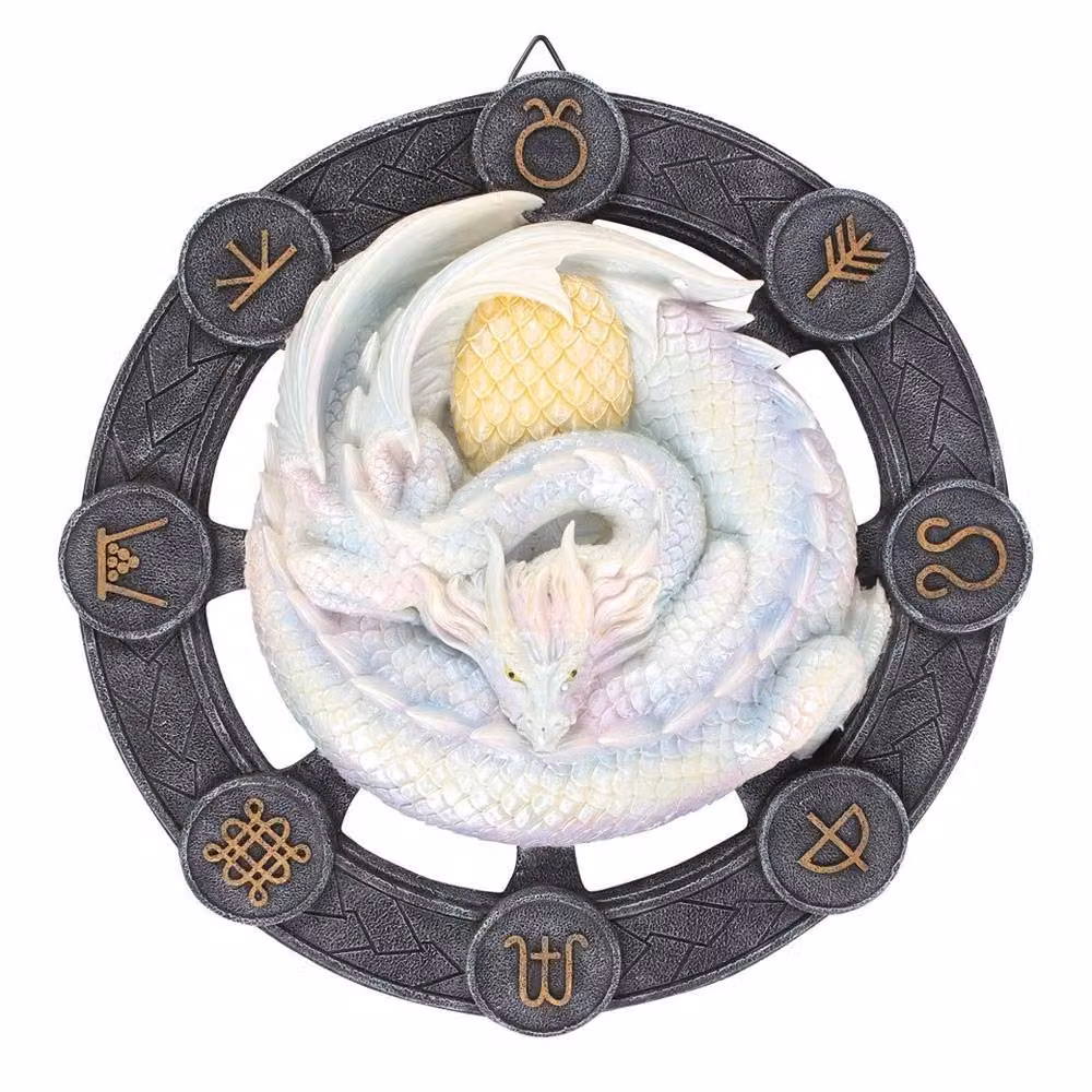 Uniqueful Ostara Dragon Resin Wall Plaque by Anne Stokes in White and Multicolour – 3