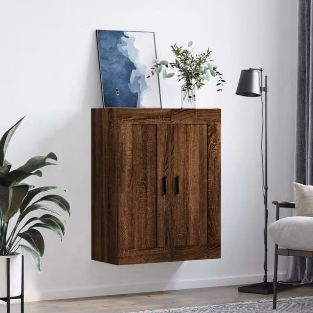 Berkfield Home Wall Mounted Cabinet in Brown Oak, W/D/H: 69.5 x 34 x 90 cm – 1