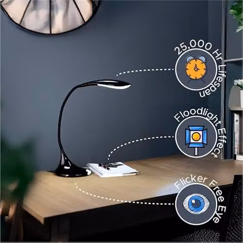 Lifemax Dimmable LED Table Lamp in Black for Reading and Task Work – 2