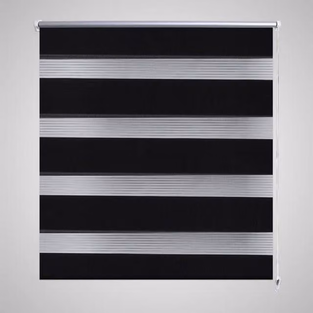 Berkfield Home Zebra Day and Night Blind in Black and White, W: 120 cm, H: 175 cm