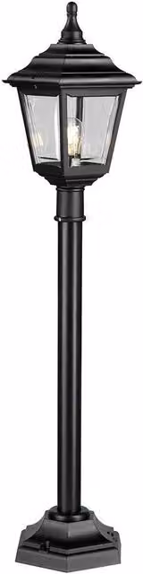 Netlighting Kerry Black Coastal Outdoor Post Lantern with Transparent Glass, IP44, E27