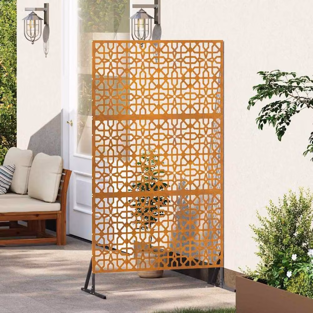 Berkfield Home Brown Weathering Steel Privacy Screen W/D/H: 100 x 50 x 180 cm – 3