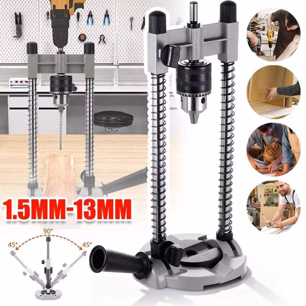 FLAVORA Mobile Drill Stand Drilling Aid in Silver, W: 520 mm, H: 290 mm, D: 290 mm – 3