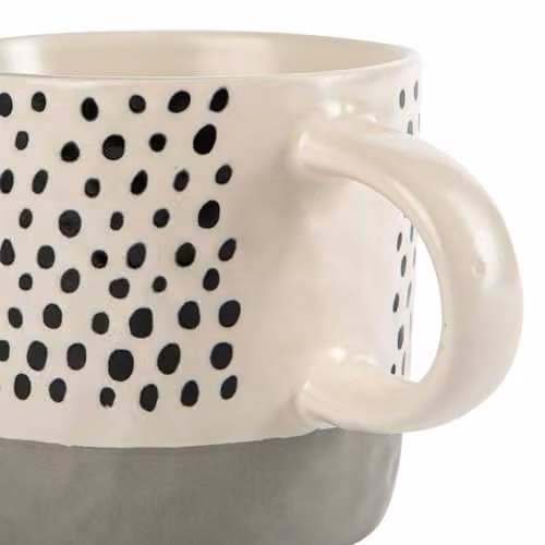 Nicola Spring Grey Dotted Stoneware Coffee Mug Set, 385ml, Pack of 6 – 2