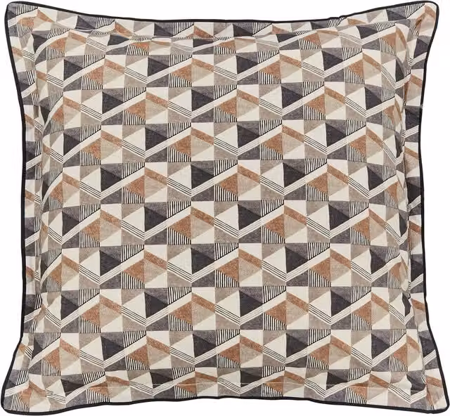 Bedeck of Belfast Harun Pair of Square Oxford Pillowcases, Anthracite and Beige Cotton Percale