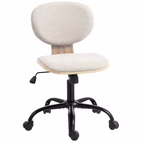 HOMCOM Grey Fabric Home Office Task Chair with 360 Degree Swivel and Adjustable Height