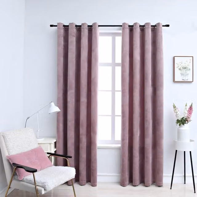 Berkfield Home Blackout Velvet Curtains with Eyelets, 2 Pack, Antique Pink, W: 140 cm, H: 225 cm