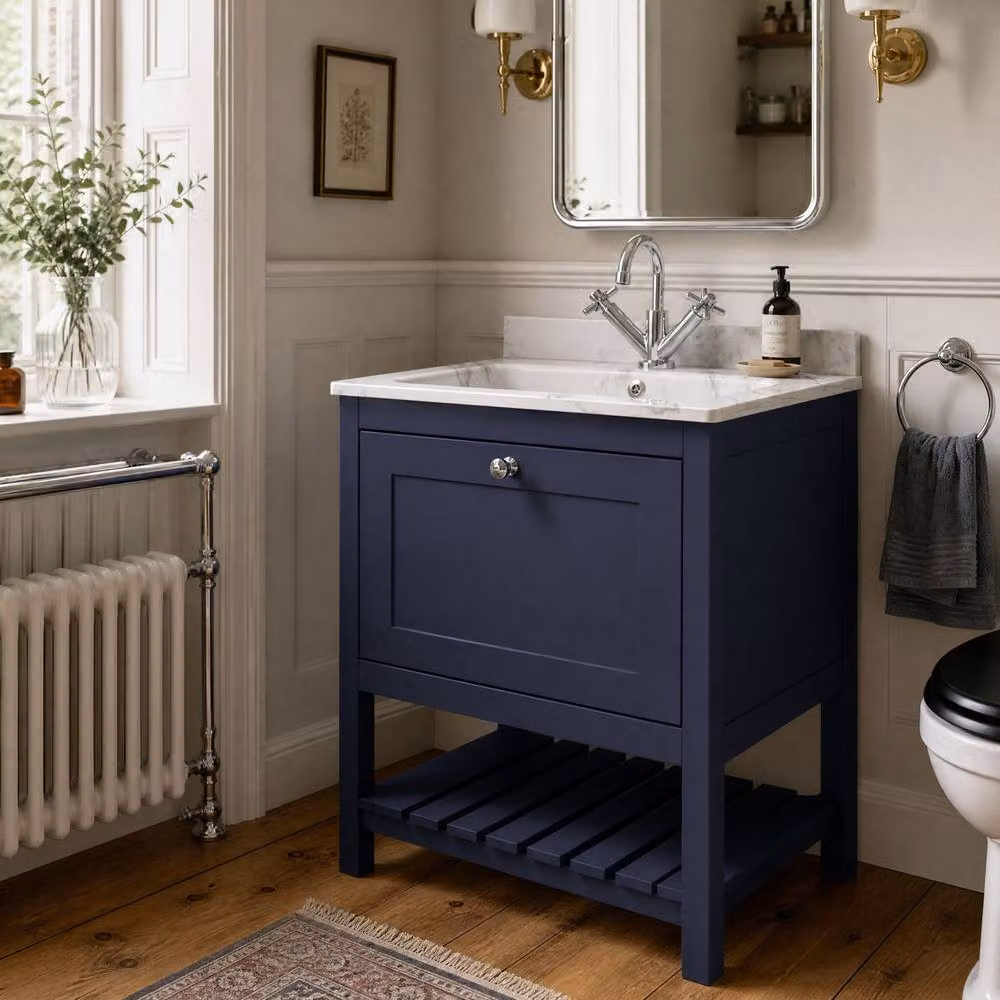 Balterley Coppenhall Contemporary 1 Drawer Vanity Basin Unit, Blue and Stone, W: 60 cm – 3